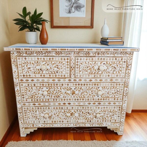 Wood Inlay Chest of Drawers
