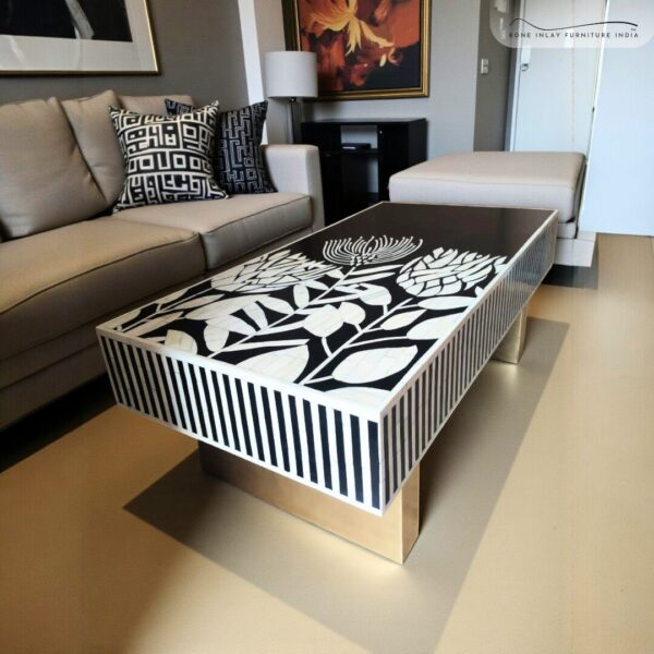 Bone Inlay Tulip Center Table
